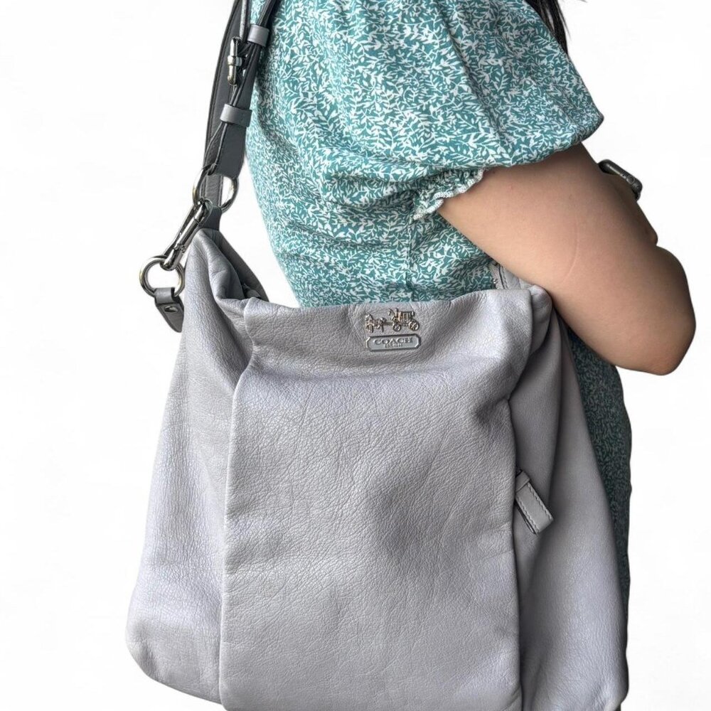 Coach Silver Leather Backpack